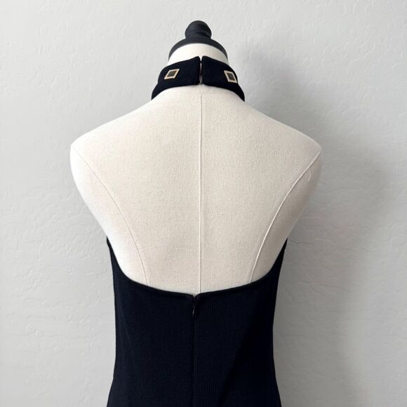 Vintage 90s St. John Black Santana Knit Halter Midi Dress Size 6 - Picture 7 of 12